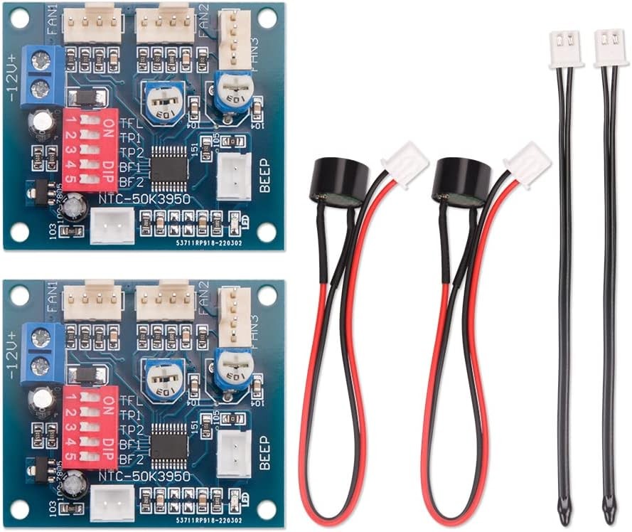 2PCS DC 12V 4 Wire PWM PC CPU Fan Temperature Control Speed Controller blue