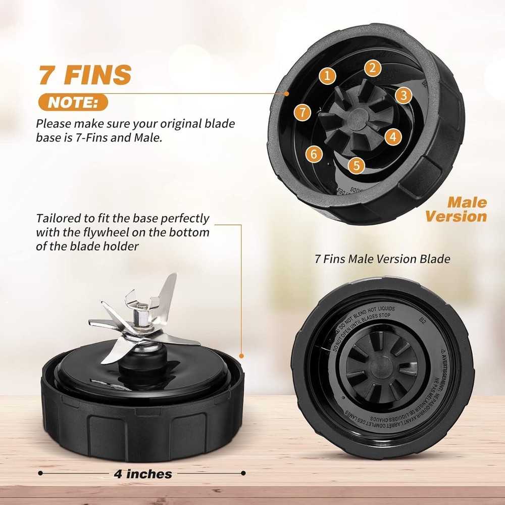 Replacement Blade 7 Fins for Ninja Blenders Compatible with Multiple Models