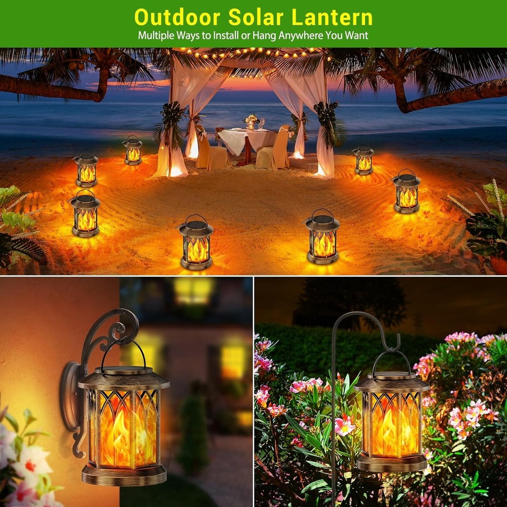 KOOPER 4 Pack Solar Lanterns Outdoor Waterproof, Upgraded 4 Pack, Bronze