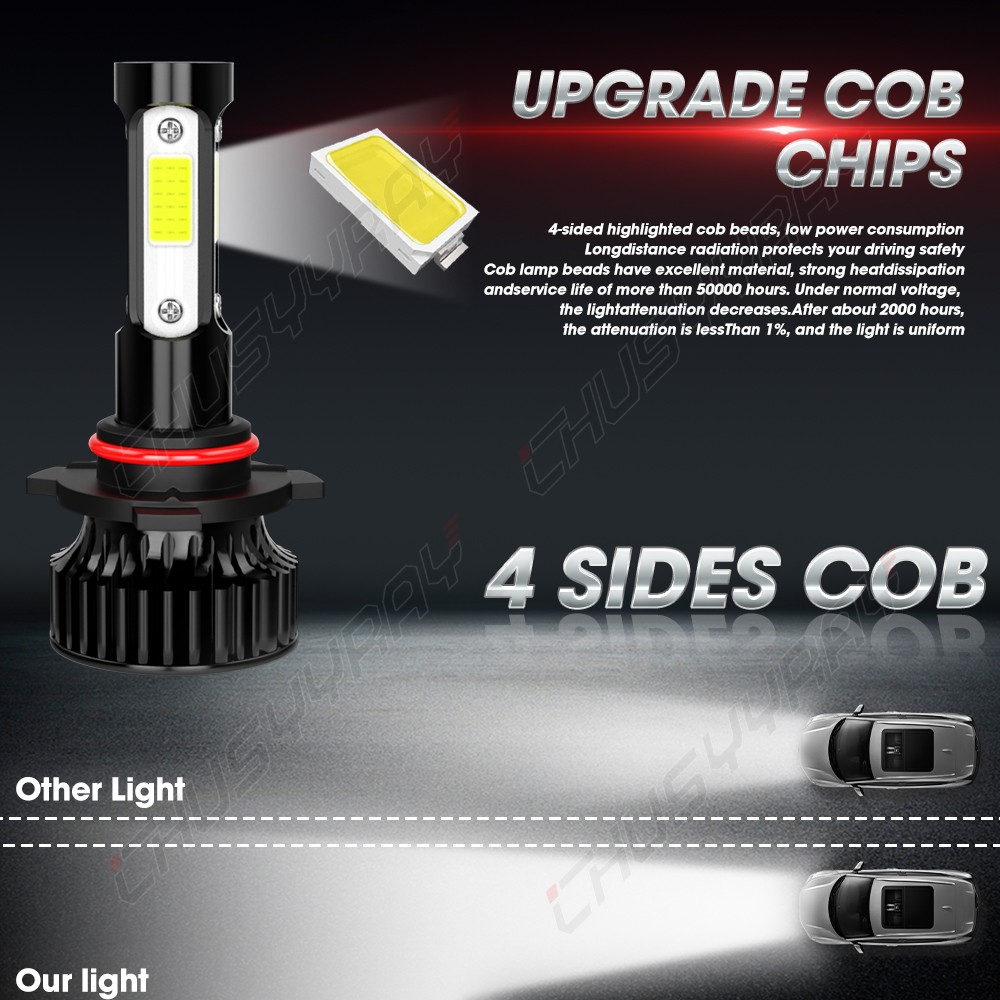 9005 H11 LED HEADLIGHT KIT Combo Bulbs 10000K High&Low Beam Super Bright White