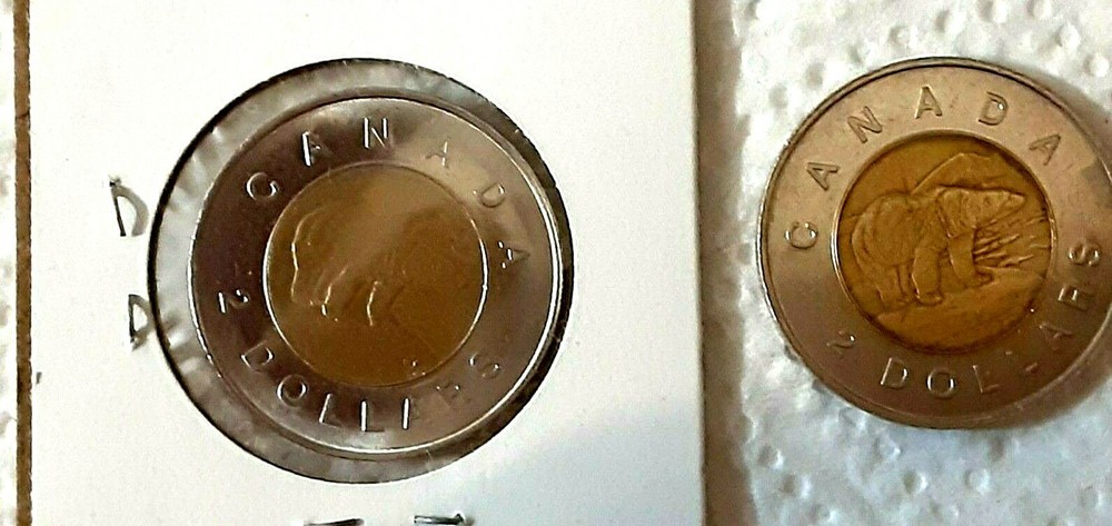 Two $2 Canadian coins