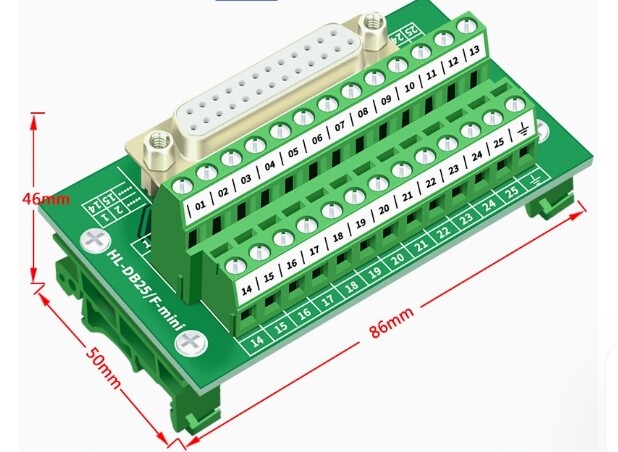DB25 Terminal Connector Adapter PCB Board Straight with blacket stand RH