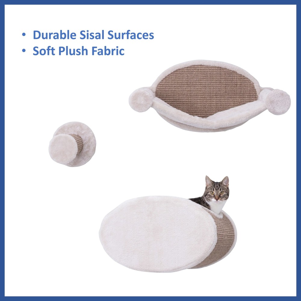 Liam Multi-Level Wall Mounted Cat Perch-Lounge Set, Brown