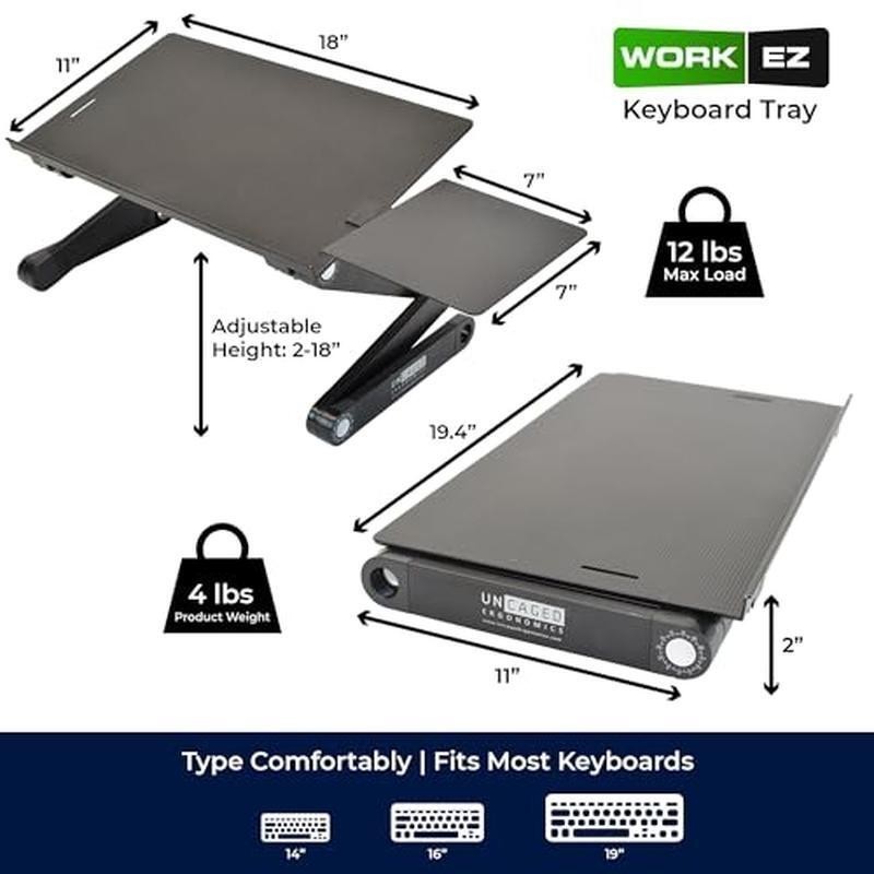 Adjustable Ergonomic Keyboard Stand Riser Mouse Tray Desk Portable Solutions New