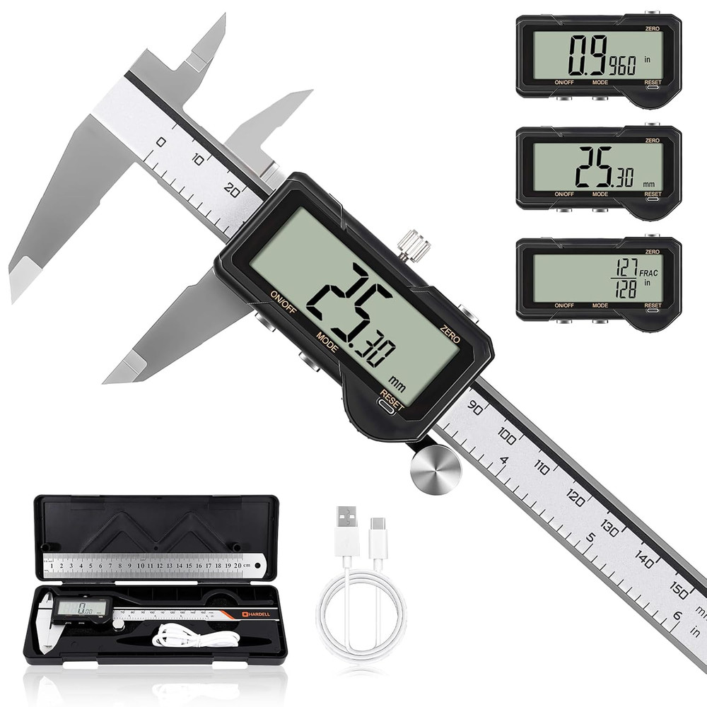 Digital Caliper, Rechargeable Digital Caliper 6 Inch with Reset Setting, Caliper