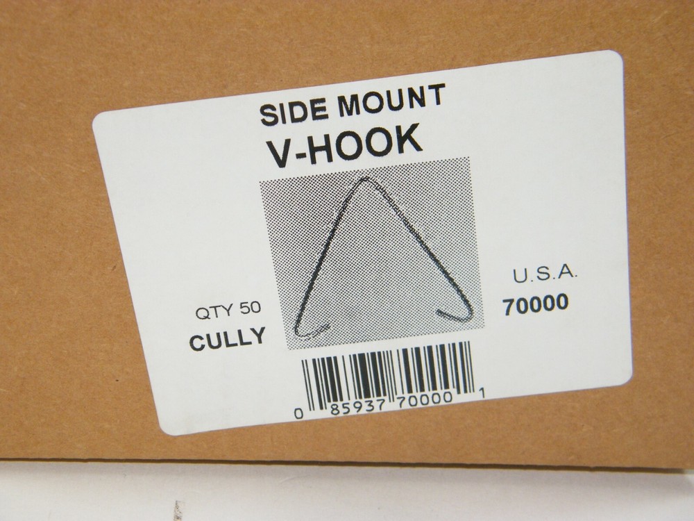 NIB ~ CULLY 70000 ~ SIDE MOUNT V-HOOKS ~ QUANITY 50
