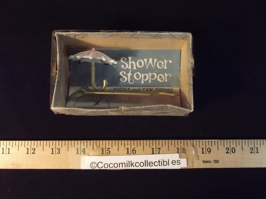 Vintage 1960's Gag Gift Shower Stopper Bottle & Can Opener Umbrella Original Box