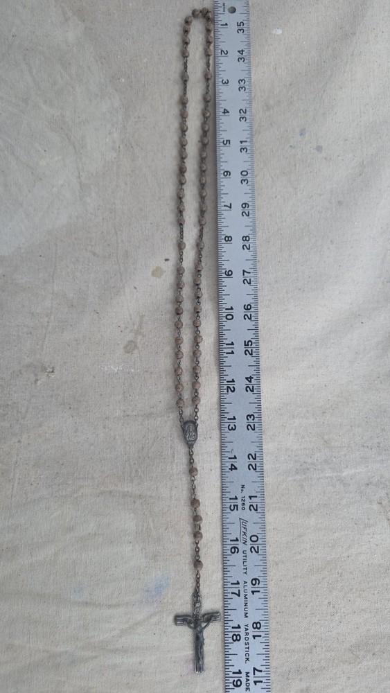 Beautiful Antique Clay Beads Rosary From Italy 19"