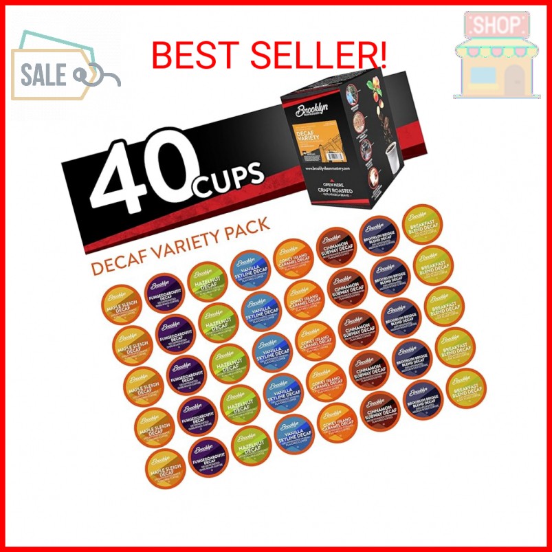 Brooklyn Beans Coffee Pods, Assorted Decaf Variety Pack - Compatible with Keurig