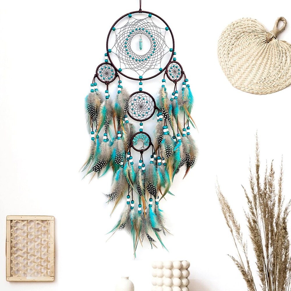 Boho Turquoise Dream Catcher Wall Hanging Large
