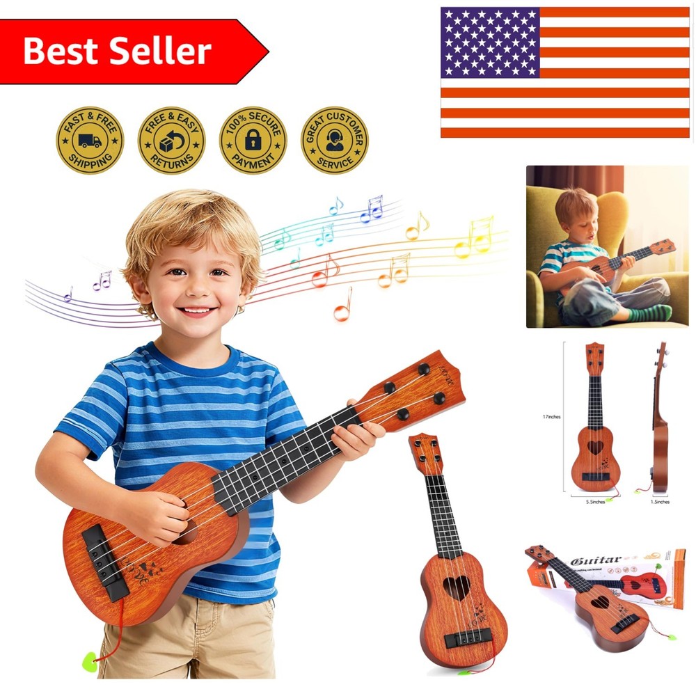 Interactive Brown Ukulele for Kids - Fun Way to Learn Music and Creativity