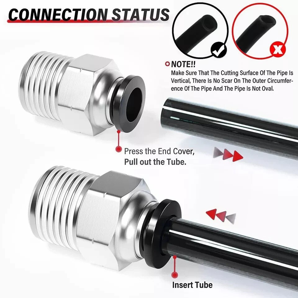 LokoCar Male Straight 3/8"Tube OD x 3/8"NPT Thread Push to Connect Fitting 5Pcs