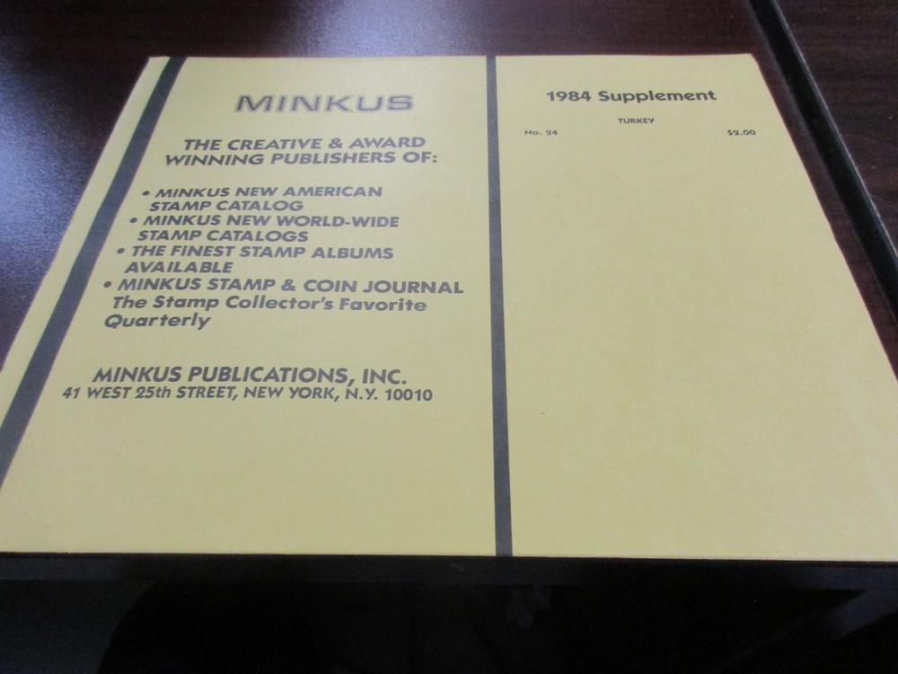 "MINKUS" 1984  SUPPLEMEMENT TURKEY  #24    W/FREE SHP.