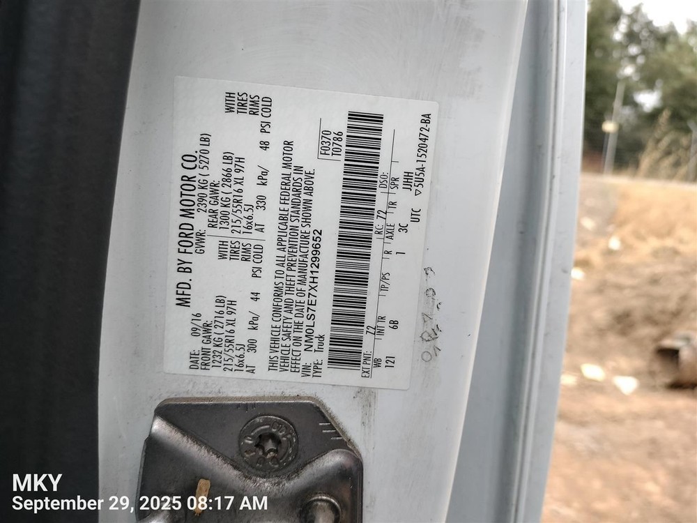LEFT REAR DOOR WINDOW REGULATOR OEM 2014 FORD TRANSCNCT