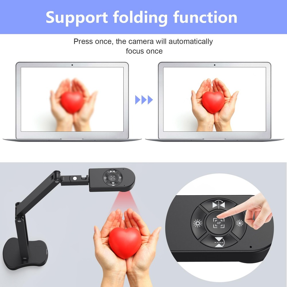 THUSTAR 8MP Document Camera & Webcam 4K with Dual Microphones, USB Visualiser