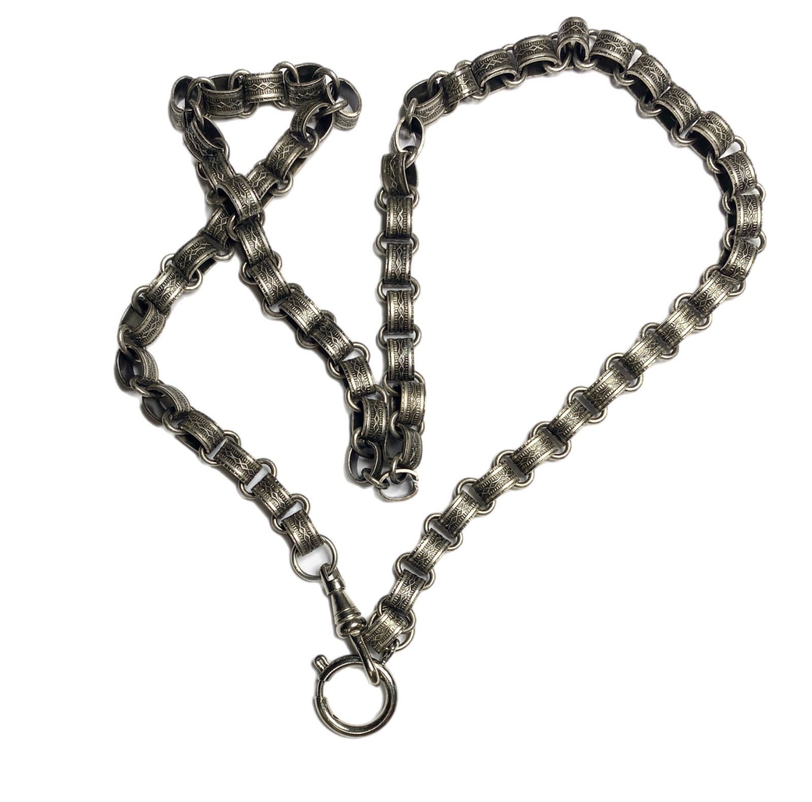 LUX Chunky Pocket Watch Chain/ Book Chain Necklace, Silver Tone, 24”