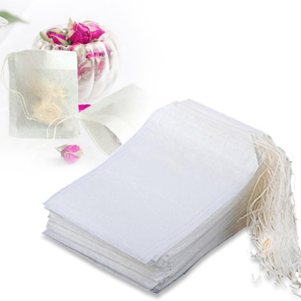 US 100 pcs Disposable Filter Drawstring Flip Empty Teabag Herb Loose Tea Bag