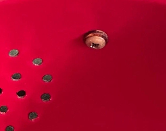 Vintage Red Enamel Colander