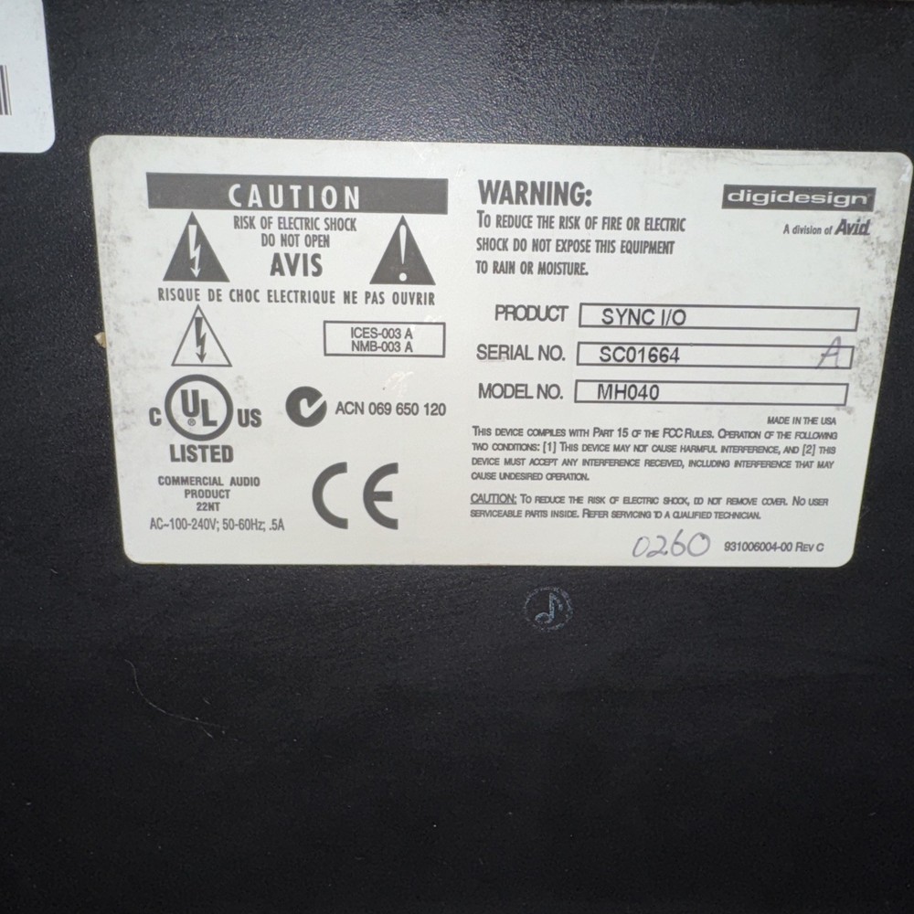 AVID Digidesign SYNC I/O Master Clock MH040