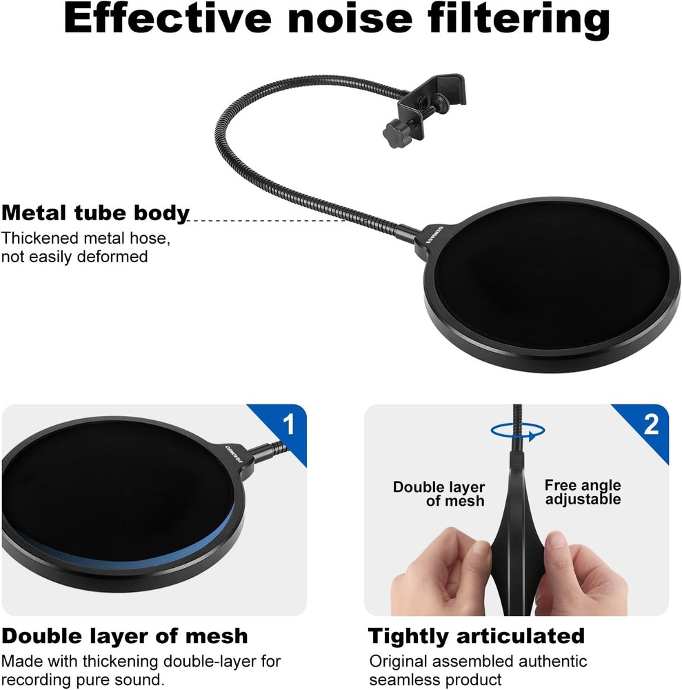 Aokeo Professional Microphone Pop Filter Mask Shield Filter,
