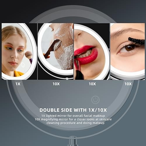Rechargeable Wall Mounted Lighted Makeup Mirror, 8 Inch Narrow Base-chrome