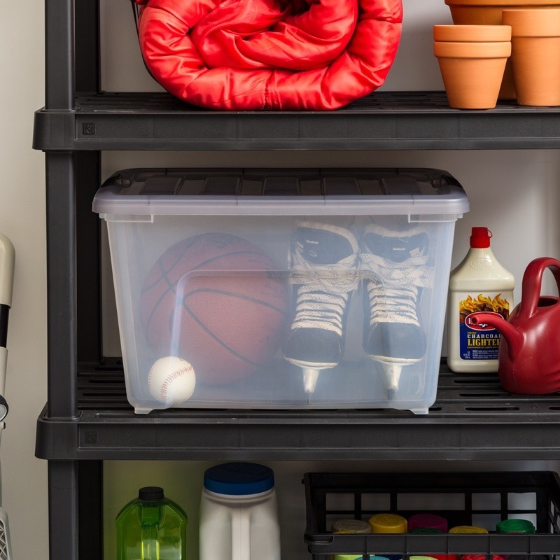 53 Qt. Plastic Storage Bins with Lids Stackable Storage Containers Totes 5 Pack