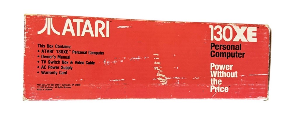 Atari 130XE Computer w/Box, Power Supply, Cables & Manual ~ Untested Powers On