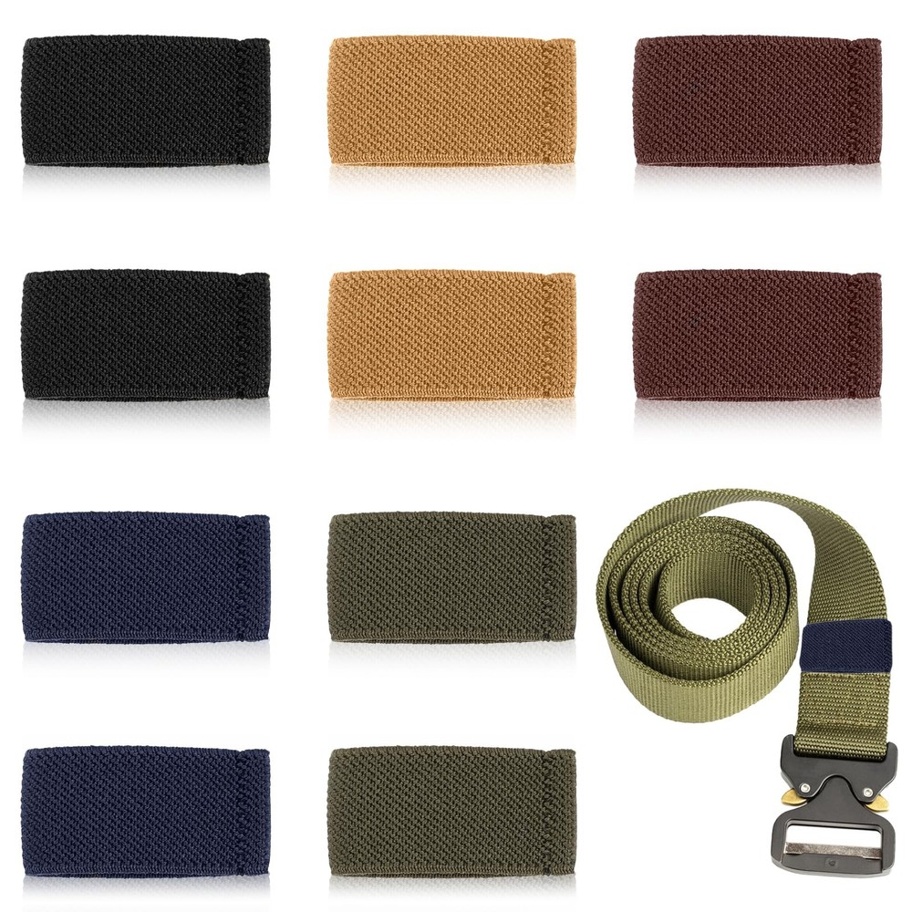 10 Pack Elastic Belt Keeper Strap, Nylon Canvas Web Belt Elastic Loop Keeper,...