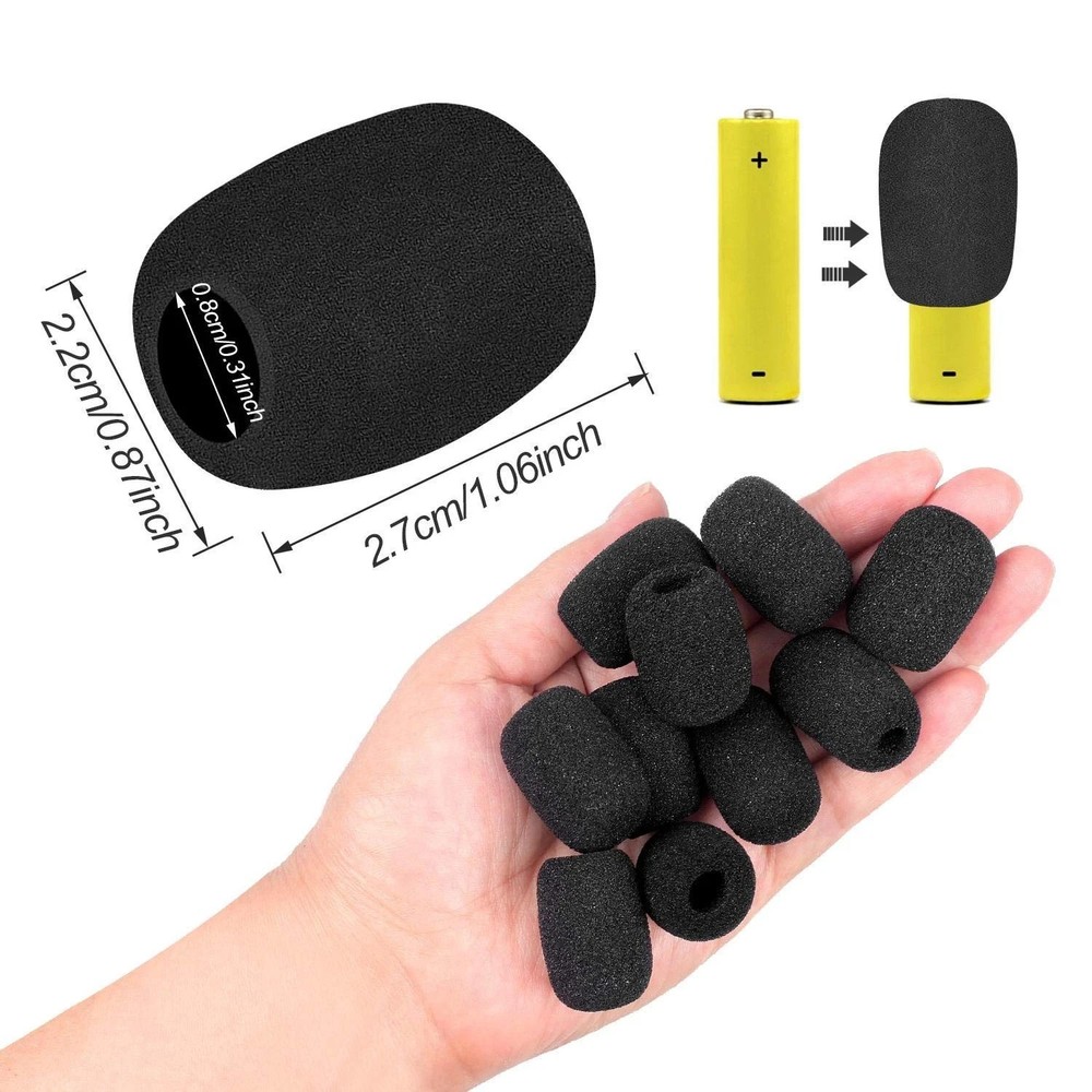 10 Pack Lapel Microphone Windscreen Headset Windscreen Mic Foam Covers