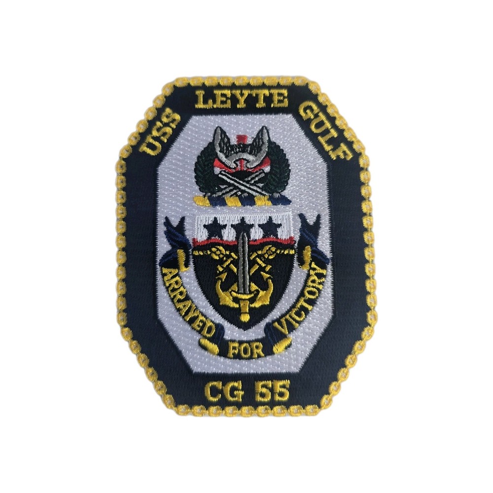 USS LEYTE GULF Patch CG 55 Arrayed For Victory 4 in x 3 in US Navy Patch