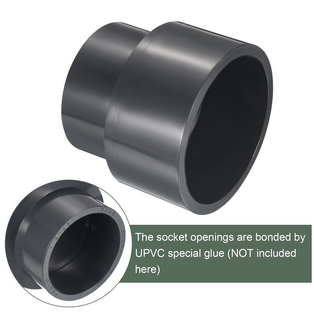 UPVC Reducer Fitting Great for Kitchen, Sink (Gray, 4" x 3")