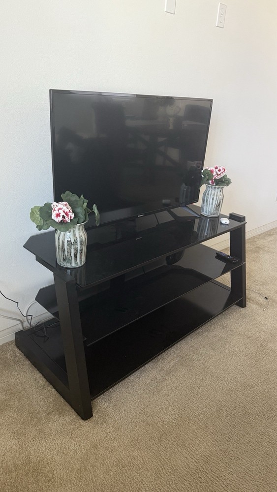 Tv table & stand - black glass