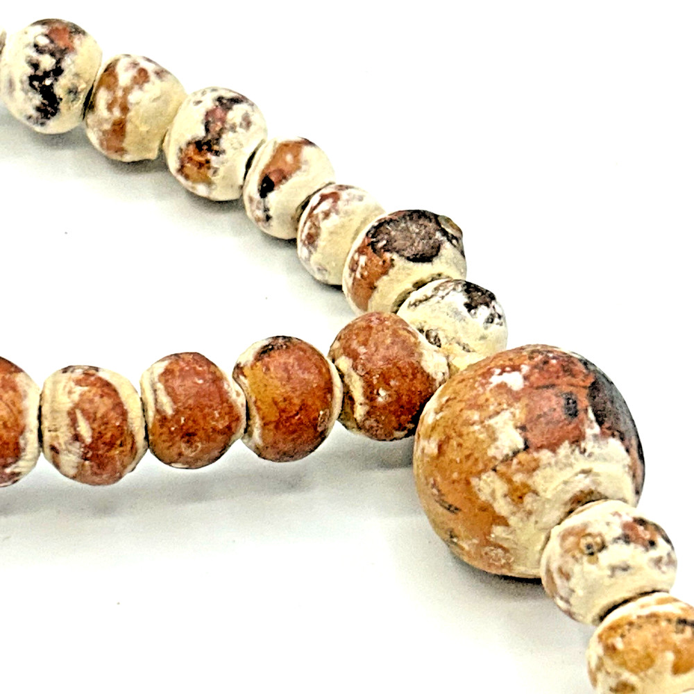 Large Rosary Beads Pottery Clay Distressed Cross Decor 20” New