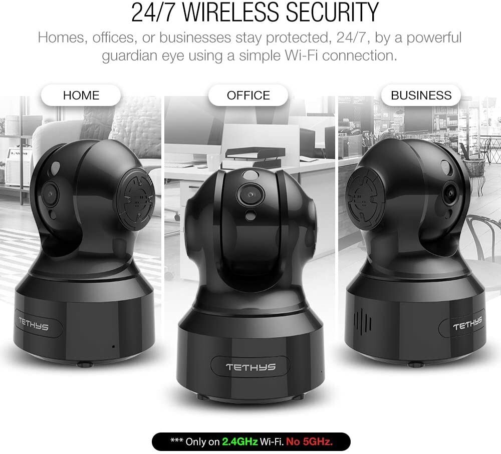 TETHYS Wireless Security Camera 1080P Indoor Work w/Alexa - Used