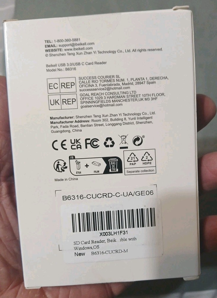 Beikell USB 3.0 & USB C Card Reader Model B6310