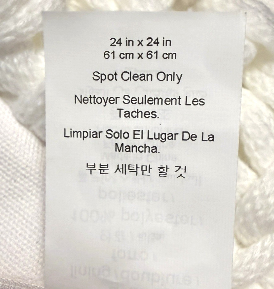 Pottery Barn 24" Cable Knit Accent Pillow Cover Sham Chunky Knit White Zipper