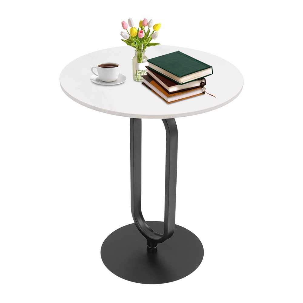 White+ Black Side Table Round Side Table Modern Coffee Table 21.65in Height