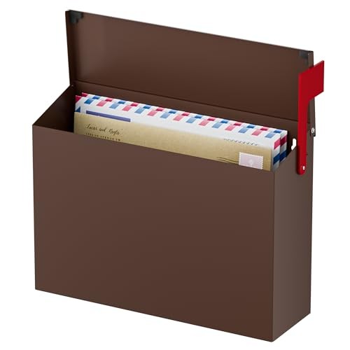 Wall-Mount Mailbox for Outside, Large Capacity Rust-Proof Mail Box with Brown