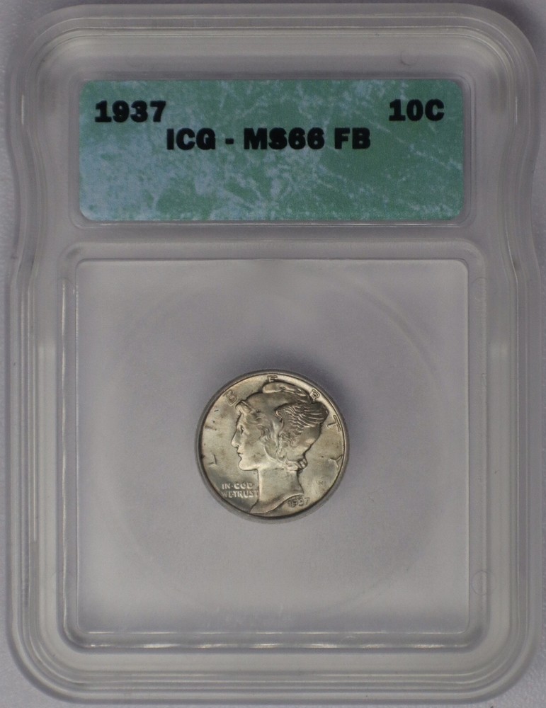 1937 10c Mercury Dime - ICG MS 66 FB