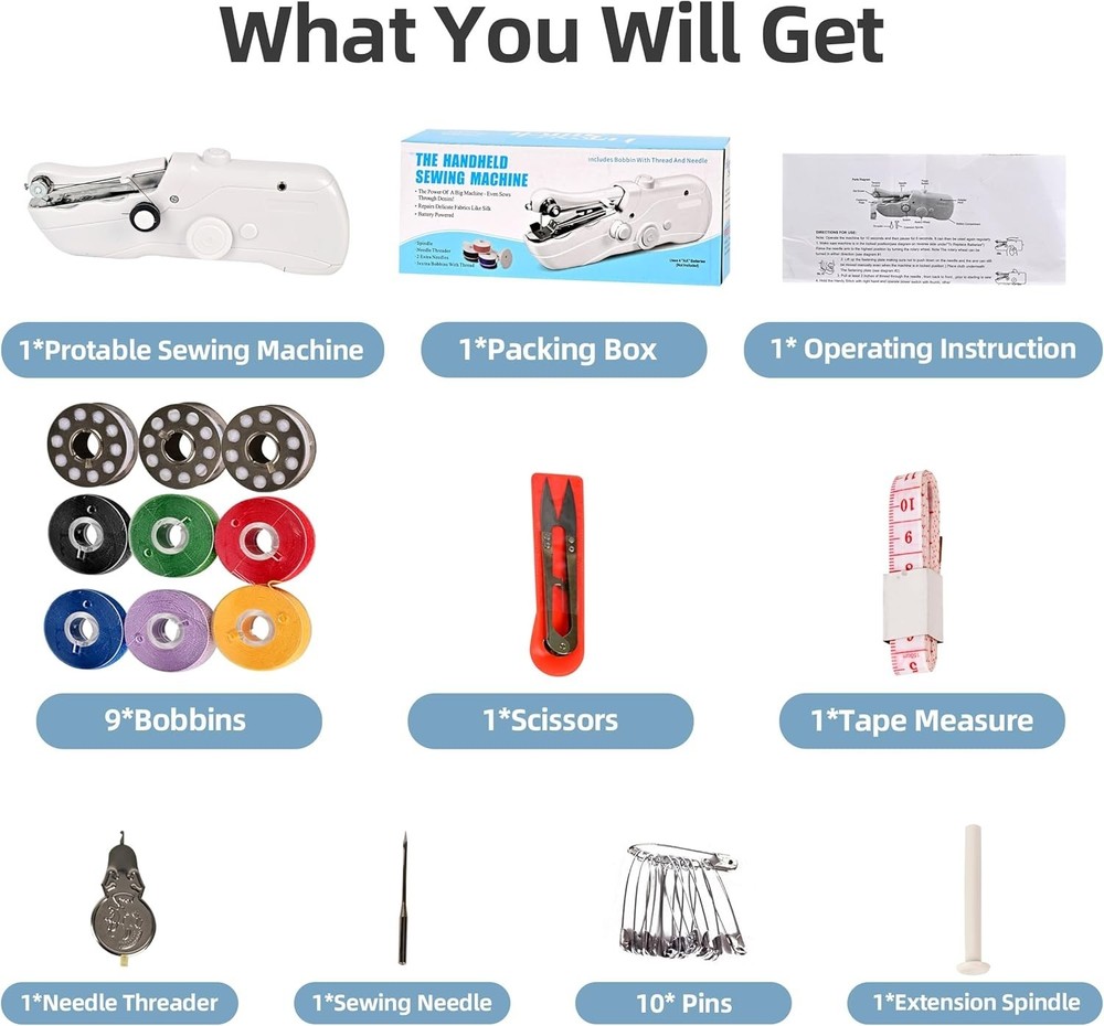 Versatile Handheld Sewing Machine - Battery and USB Powered, Ideal for Fabrics