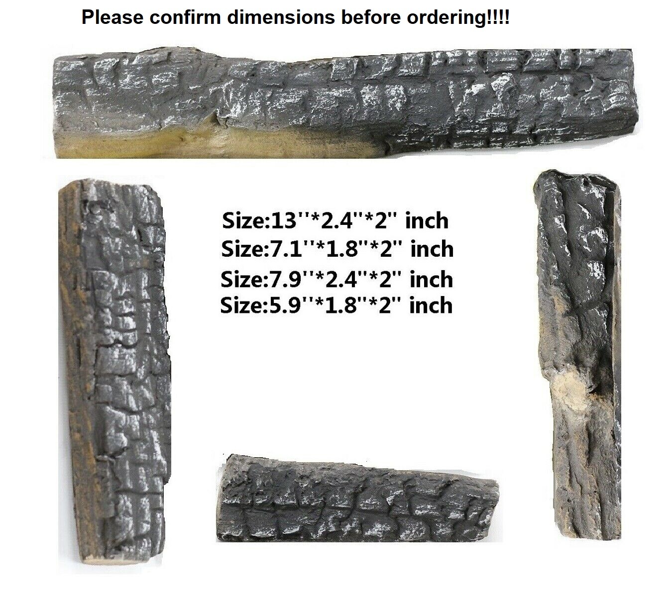 4 Pcs Ceramic fiber Small Logs for all Gas Ethanol Fireplaces Stoves firepit