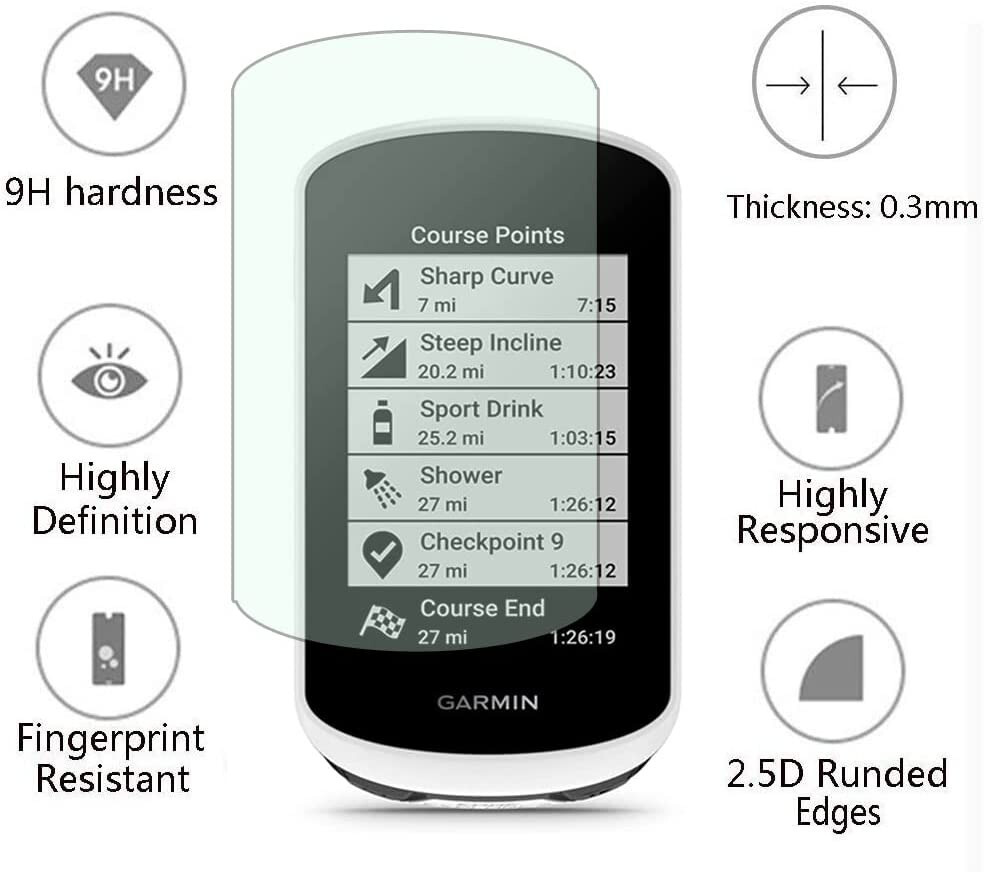 2X Premium Tempered Glass Screen Protector for Garmin Edge Explore 2