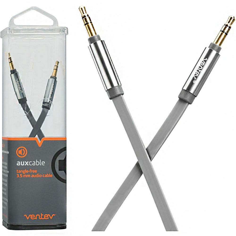 Ventev 4 Ft. Universal Auxiliary Cable with Flat Tangle Free Cable in Gray