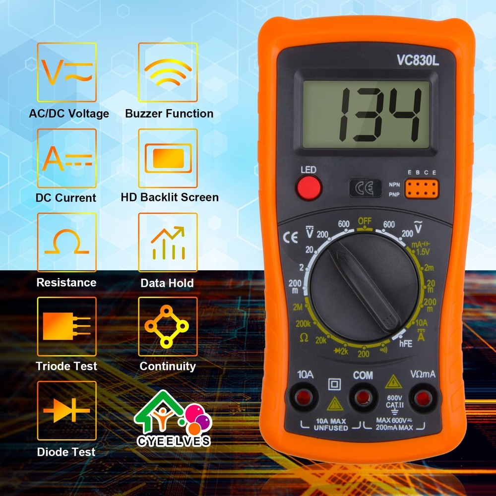 Digital Multimeter, Multimeter with AC DC Voltmeter & Ohm Volt Amp Tester, Mu...