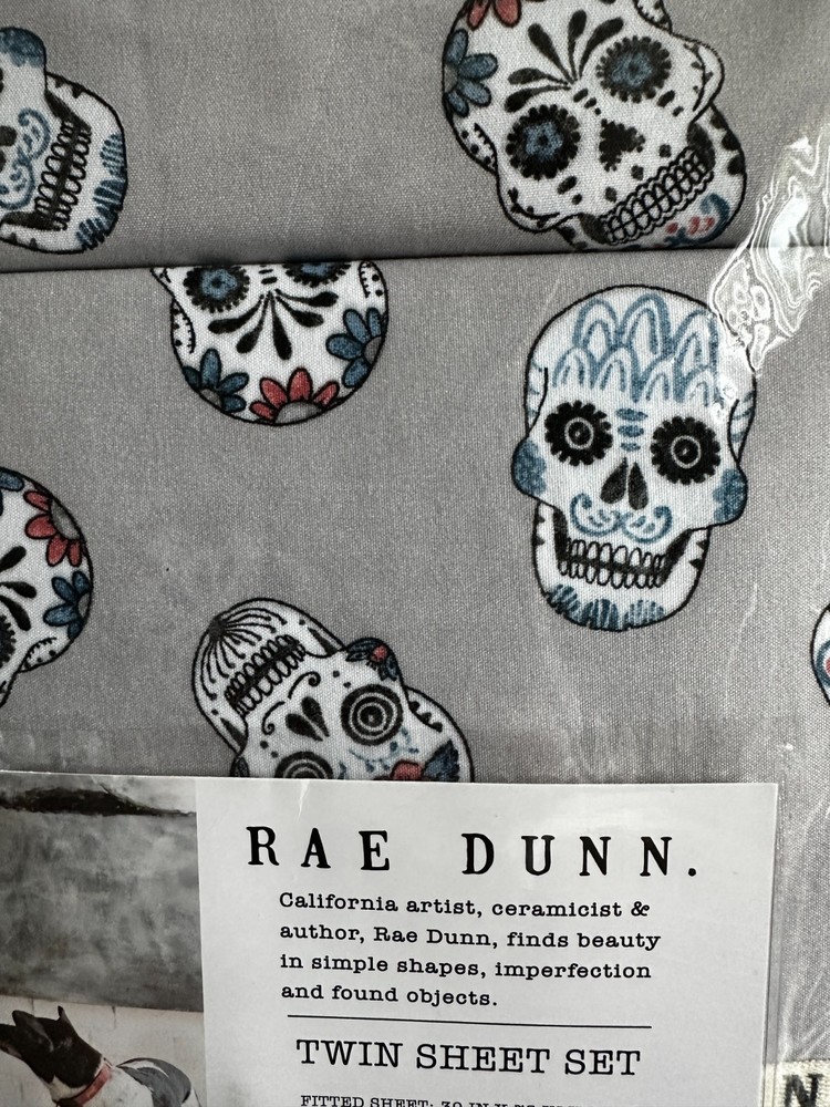 Rae Dunn Skull 3pc Twin sheets