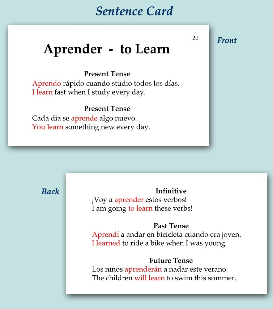 Spanish Verb Flashcards Two Deck Special