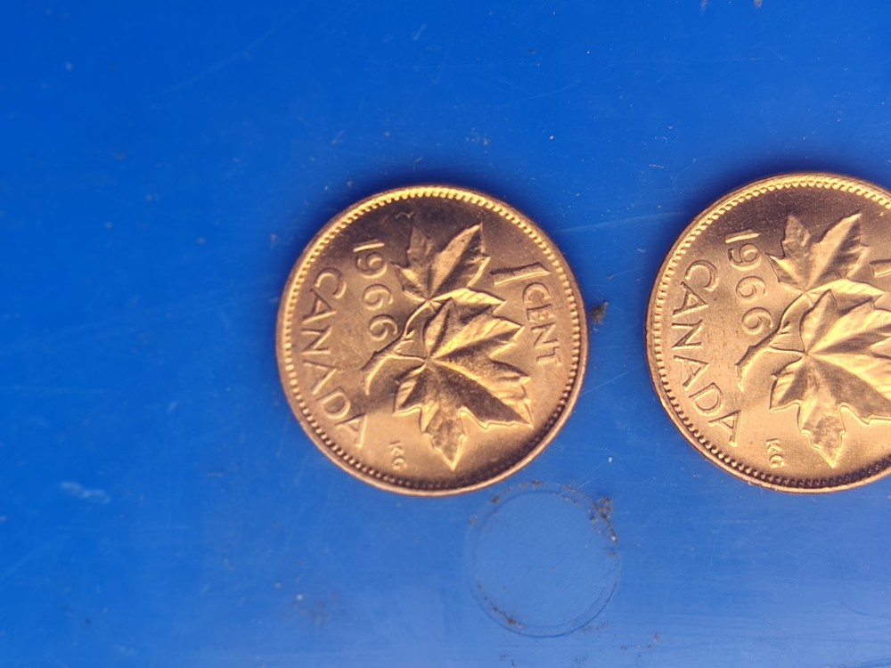 Gem Brilliant Uncirculated Red Canada 1966 Maple Leaf Copper Cent