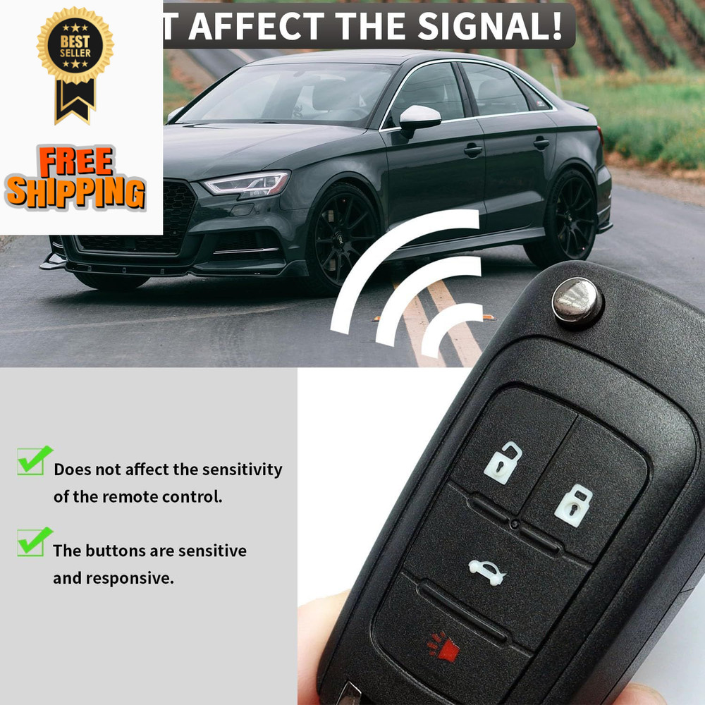 2 Pack Flip Key Fob Case Shell Replacement 4 Button for Chevy Cruze Black