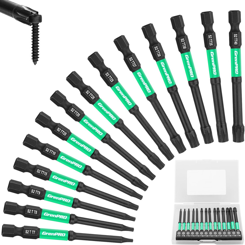 GRENPRO 14Pc Impact Driver Torx Bit Set, Magnetic Screwdriver Set, Security and