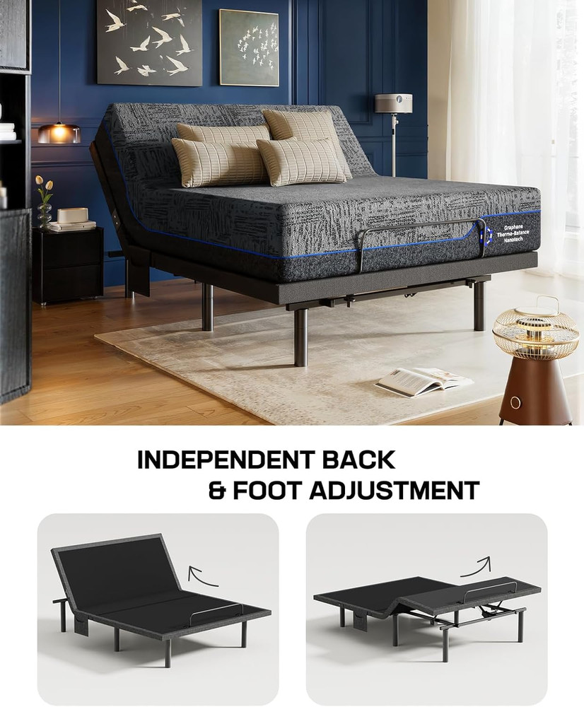 NS2 Pro Split King Adjustable Bed Base with Massage-Smart Dual Motor Bed Frame w